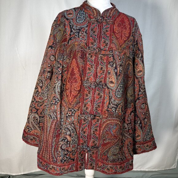 Vintage White Stag Asian-Inspired Paisely Tapestry Patchwork Jacket/Coat 18W/20W - Picture 1 of 9